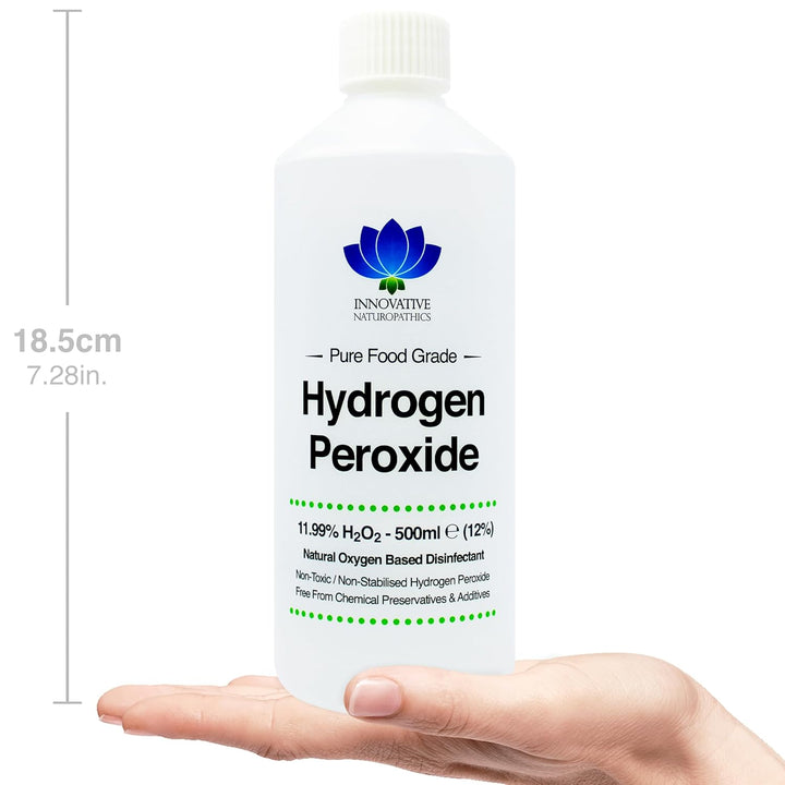 Food Grade Hydrogen Peroxide - Purest Grade 12% (<11.99%) - 1 Litre - Non Stabilised - Contains Zero Additives - 40 Vols