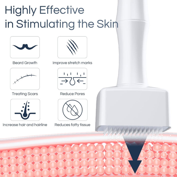 Adjustable Derma Stamp, 0-3Mm 140 Titanium Pins Professional Microneedle Dermastamp for Hair Beard Growth Face Body, Derma Roller Microneedling Pen Alternative