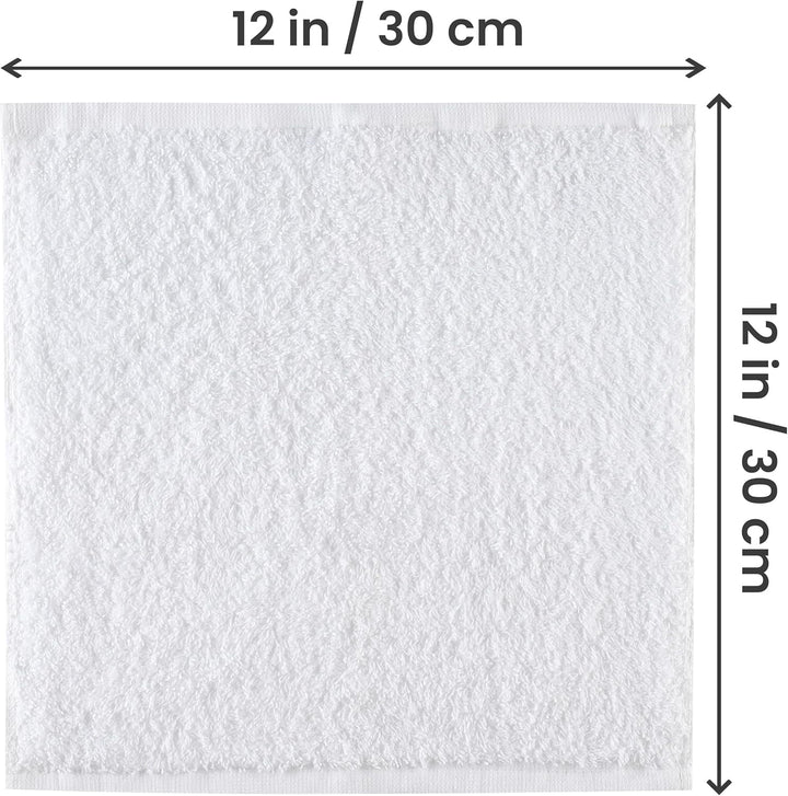 - Cotton Washcloths Set - 30 X 30 Cm, White - 100% Ring Spun Cotton, Premium Quality Flannel Face Cloths, Highly Absorbent and Soft Feel Fingertip Towels (24-Pack, White)
