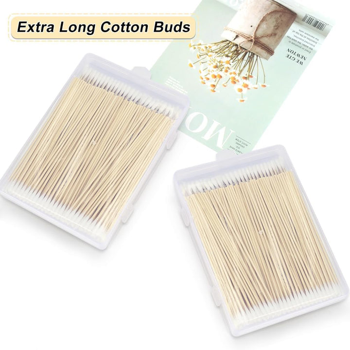 6 Inch Long Cotton Buds, 200Pcs Extra Long Handle Ear Buds Cotton Swabs Earbuds for Cleaning, Makeup, Polishing Jewelry, Arts and Crafts