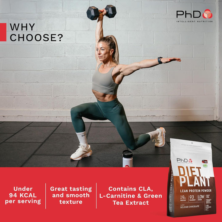 Nutrition Diet Plant, High Protein Lean Matrix, Vegan Diet Protein Powder, Belgian Chocolate, 19G of Plant Protein, 40 Servings per 1 Kg Bag (Packaging May Vary)