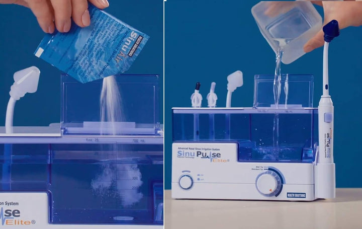 Sinupulse Elite Nasal Sinus Irrigator Starter Bundle with 90 Extra Packets of Sinuair Salt