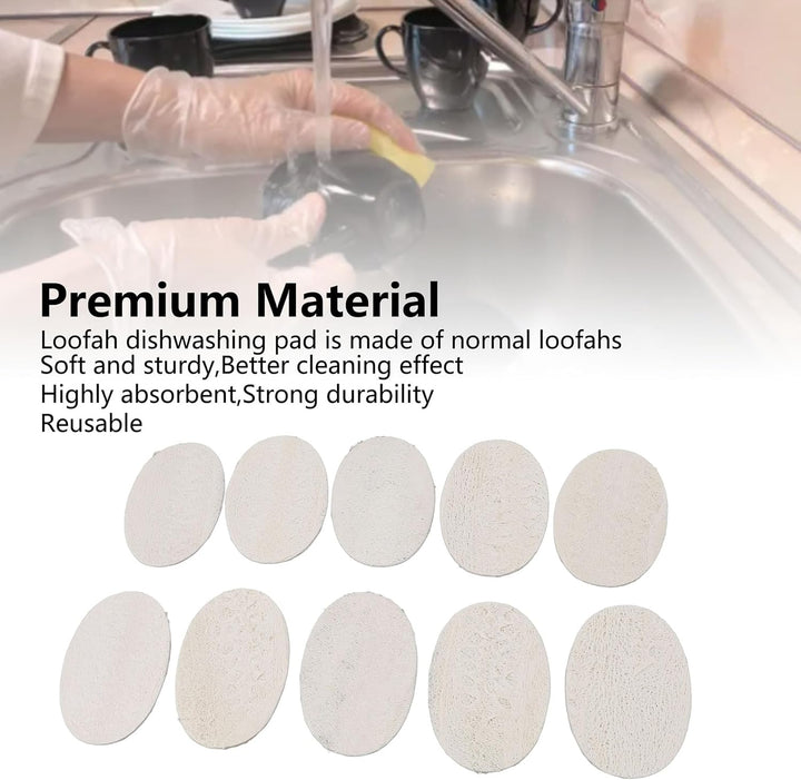 Loofah Dishwashing Pad, Natural Fiber Scrubber Clean Dishes Utensils with Reusable Sponge for Shower Body Kitchen, Size: 3.15X4.72In
