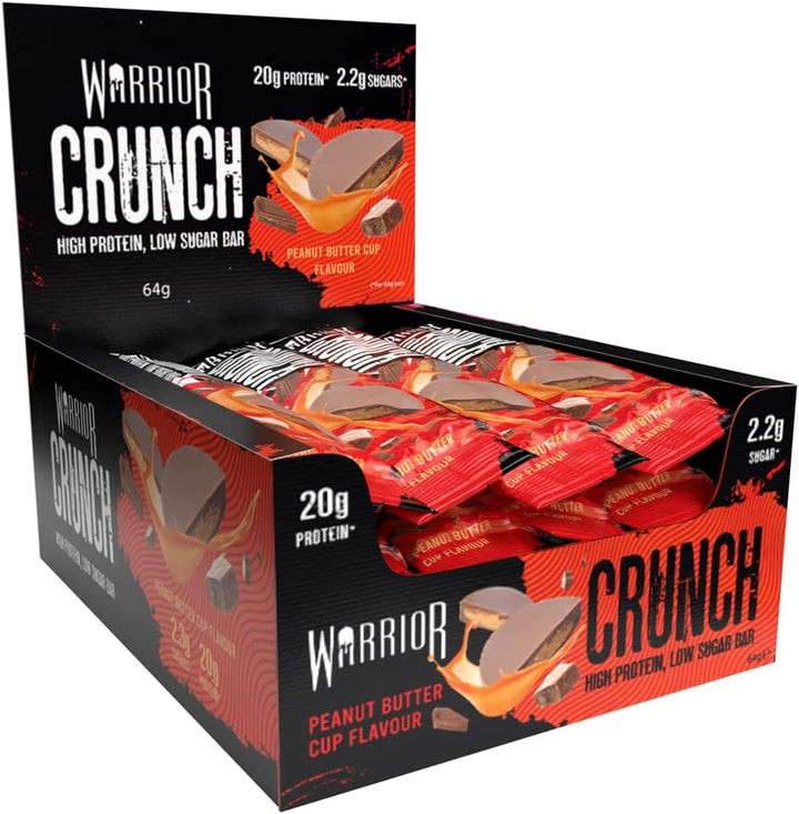 Crunch - High Protein Bars - 20G Protein Each Bar - Low Carb, Low Sugar Snack - 12 Pack X 64G (White Chocolate)