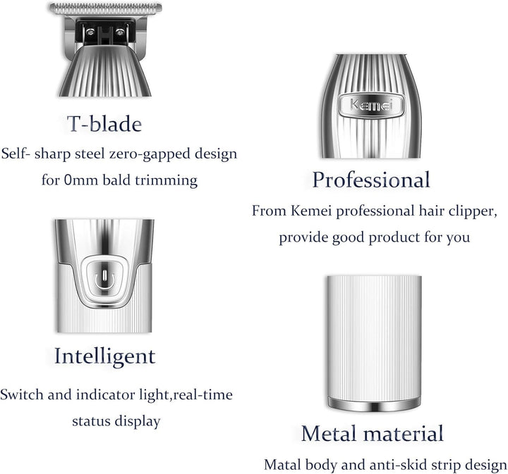 0Mm Baldheaded Hair Clippers for Men Professional Outliner Cordless Hair Trimmer Beard Trimmer with T Blade Zero Gapped Rechargeable Grooming Kit