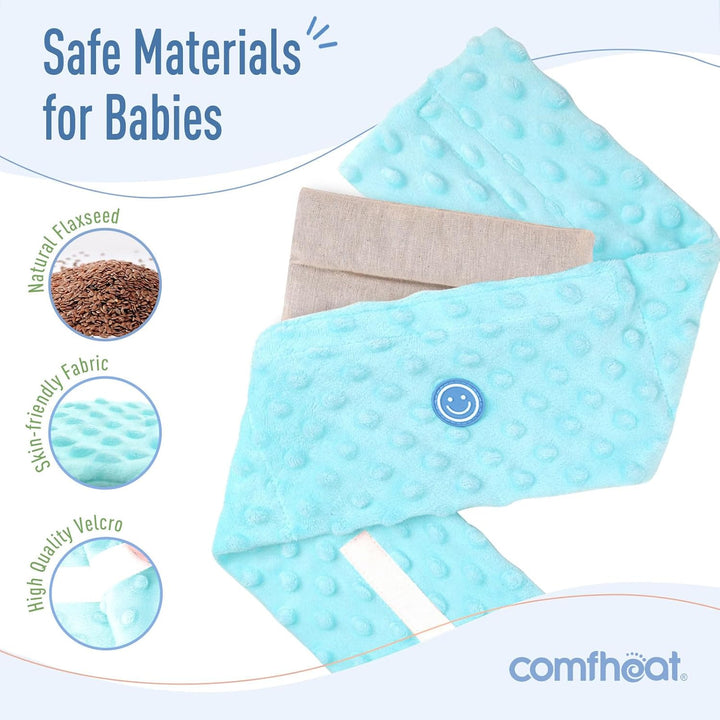 Colic Relief for Babies Belt, Flaxseed Heated Tummy Wrap, Baby Belly Wrap Swaddling Belt with Soothing Warmth, Natural Relief for Upset Stomach in Babies and Toddlers, 0-3 Years (Blue)