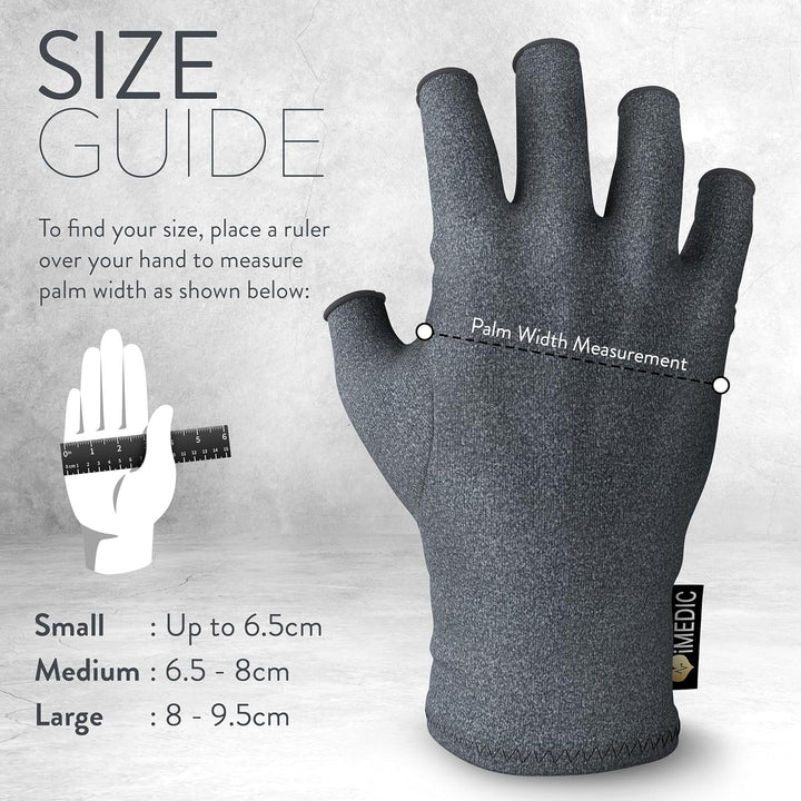 Compression Gloves for Arthritis for Women & Men - Medium with Grip - 1 Pair of Arthritis Gloves for Women & Men - Arthritis Pain Relief for Hands - Fingerless Gloves for Women & Men