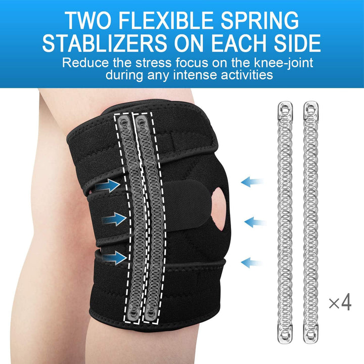 Knee Support with Open-Patella Design for Joint Pain, Sports, Injury Rehabilitation, Adjustable Knee Brace for Men Woman with 3 Straps, for Knee Circumference (12.5" to 18.5")