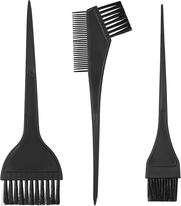 3 Pcs Hair Coloring Brushes, Hair Dye Brushes Tool Set, Double-Sided Hair Dying Combs Brushes Set for DIY Hair Coloring Dyeing Salon Brushes - Black