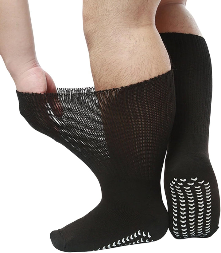 Extra Width Diabetic Socks Men Women Wide Edema Sock for Swollen Feet anti Slip Cast Bariatric Hospital Unisex None Binding Diabetic Hospital with Grip
