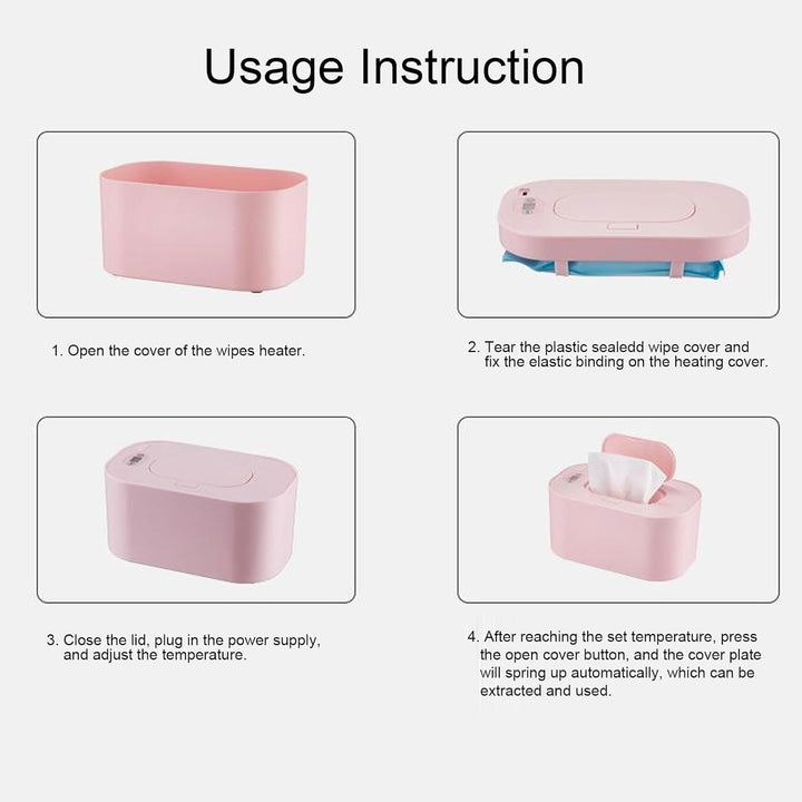 Baby Wipe Warmer,Wet Wipe Warmer,Constant Temperature Portable Wipe Heater Temperature Adjustment Warm Keeper Dispenser (Light Pink)