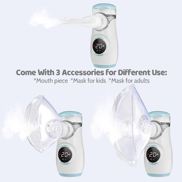 Mesh Nebuliser for Kids, Portable Nebuliser for Adults Sinus Inhaler with Digital Display, Timed and Automatic Cleaning Functions for Home and Travel Use