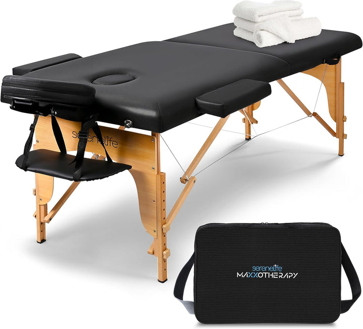 Portable Massage Table, Professional Adjustable Folding 3 Sections Massage Bed with Carrying Bag, Lash Bed Ideal for Beauty Salon, Physical Therapy, Tattoo Parlor, Spa & Facial Treatment