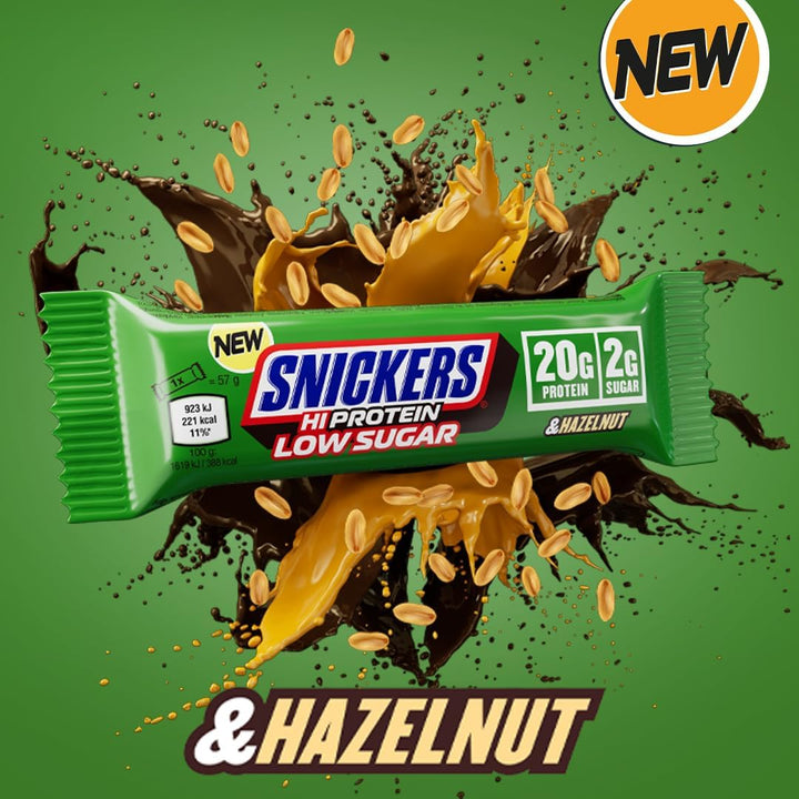 - High Protein Bars | Low Sugar, Only 2G of Sugar per Bar, Hazelnut and Milk Chocolate Flavour, 12 X 57G Box, 20G Protein