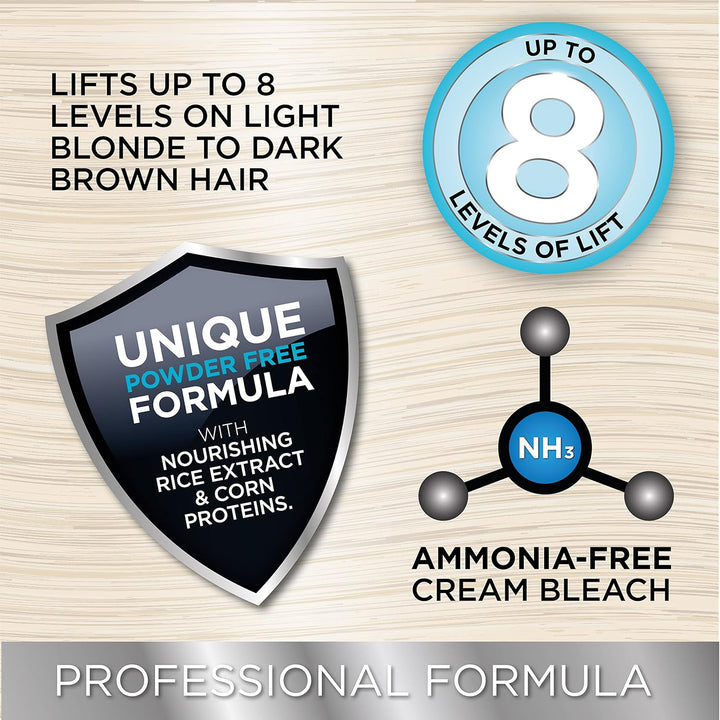Colour-Freedom Cream Hair Bleach. Ammonia-Free Formula Lifts up to 8 Shades. Protects & Repairs While Lightening. Complete Bleaching Kit Including Tint Bowl & Brush,Packaging May Vary