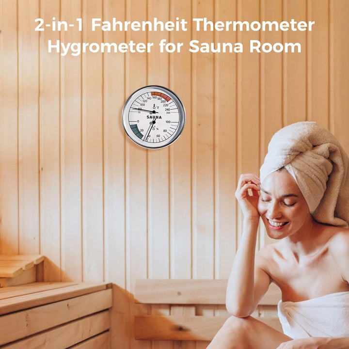 Sauna Thermometer Hygrometer, 2 in 1 Fahrenheit Thermometer Hygrometer for Sauna Room, Indoor Humidity Temperature Monitor Gauge Sauna Accessories
