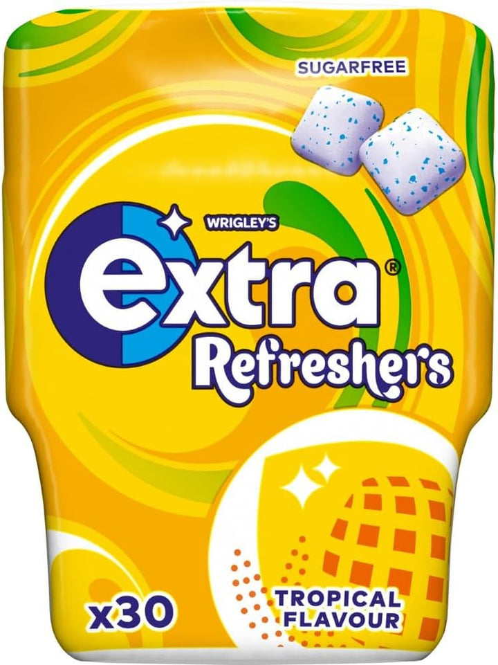 Wrigley'S  Refreshers Sugarfree Chewing Gum, Tropical Flavour Bottle, 1 X 30 Pack