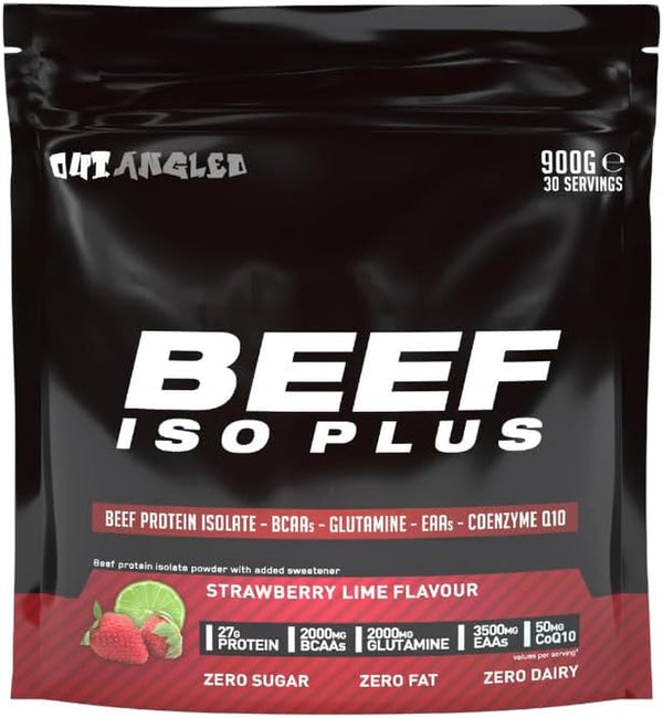 Beef Iso Plus, Beef Protein Isolate Powder, High Protein, No Fat and No Sugar | Strawberry Lime Flavour 900G 30 Servings | Halal, Paleo and Keto Friendly, Dairy Free, Gluten Free