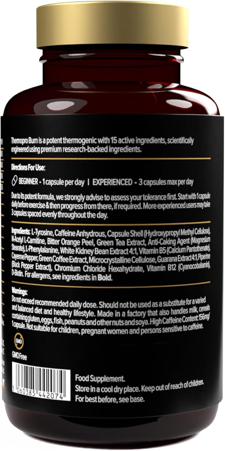 Thermopro Burn Tablets, Preworkout Supplement with Caffeine, Reduces Tiredness & Fatigue, 45 Capsules - Protein Works