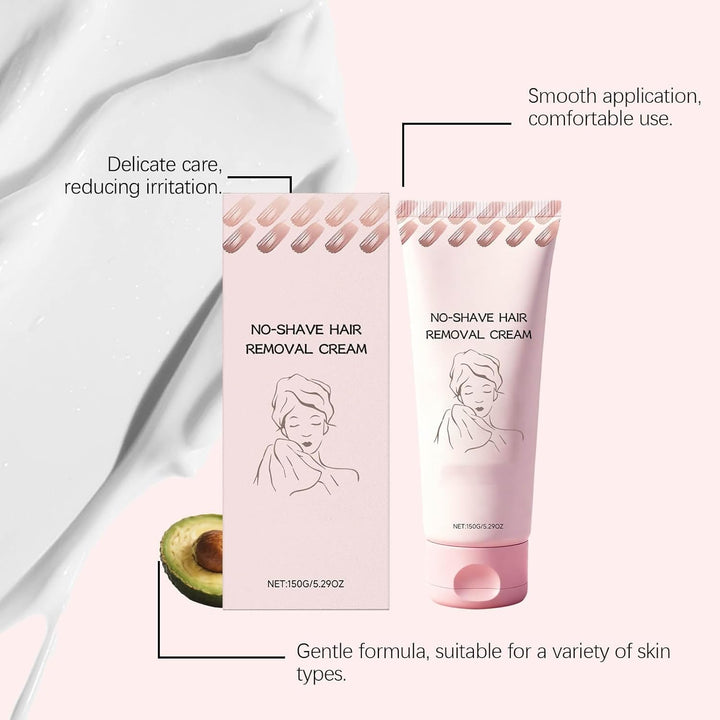 No Shave Hair Removal Cream with Scraper, 150G Hair Removal Cream for Sensitive Skin, Gentle Formula with Shea Butter, Fast and Painless Depilation for Legs, Arms, and Bikini Area, Women and Men