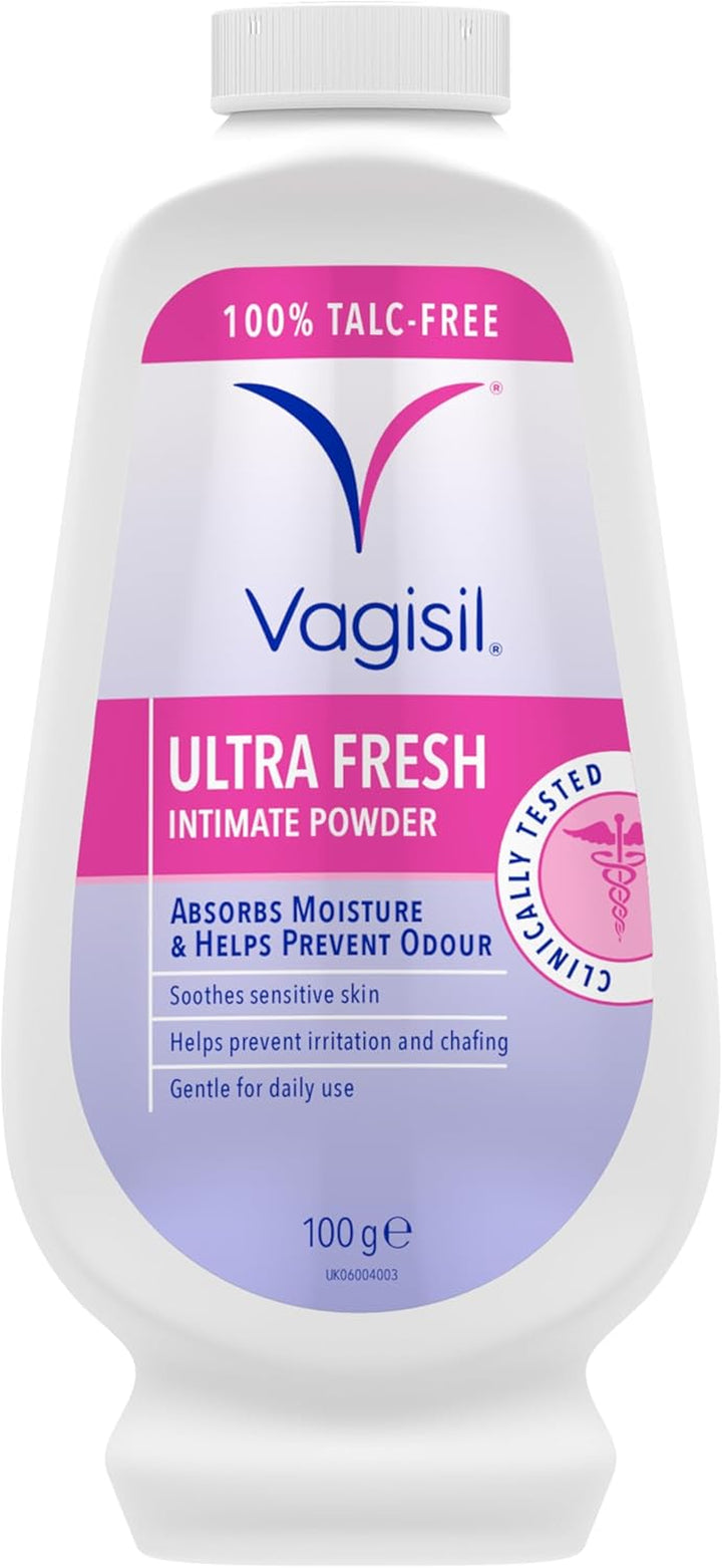 Ultrafresh Intimate Powder for Daily Feminine Hygiene, Fresh Scent Deodorises & Prevents Odour, Talc-Free, 100 G