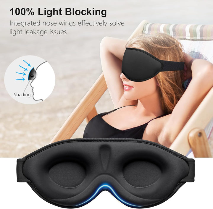 100% Light Blocking Sleep Masks for Men & Women-Zero Pressure Sleeping Eye Mask -3D Ergonomic Design Eye Movement and Eyelash Friendly, Ultra Comfortable Blindfold for Sleeping