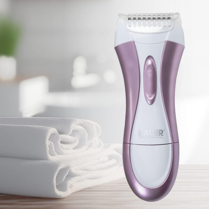 38730 Soft and Smooth Lady Shaver / Painless Hair Removal / Arms, Legs and Bikini Trimmer / Battery Operated / Wet and Dry Shave / Bikini Trimmer Attachment / Stainless Steel Blades