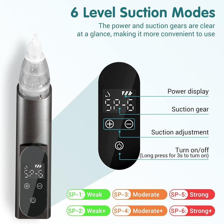 Ear Vacuum Wax Remover, Ear Wax Removal,5 Levels Strong Suction Ear Wax Remover, USB Charge Ear Wax Vacuum, Reusable Ear Wax Removal Kit, Electric Ear Wax Remover for Adults and Kids (Black)