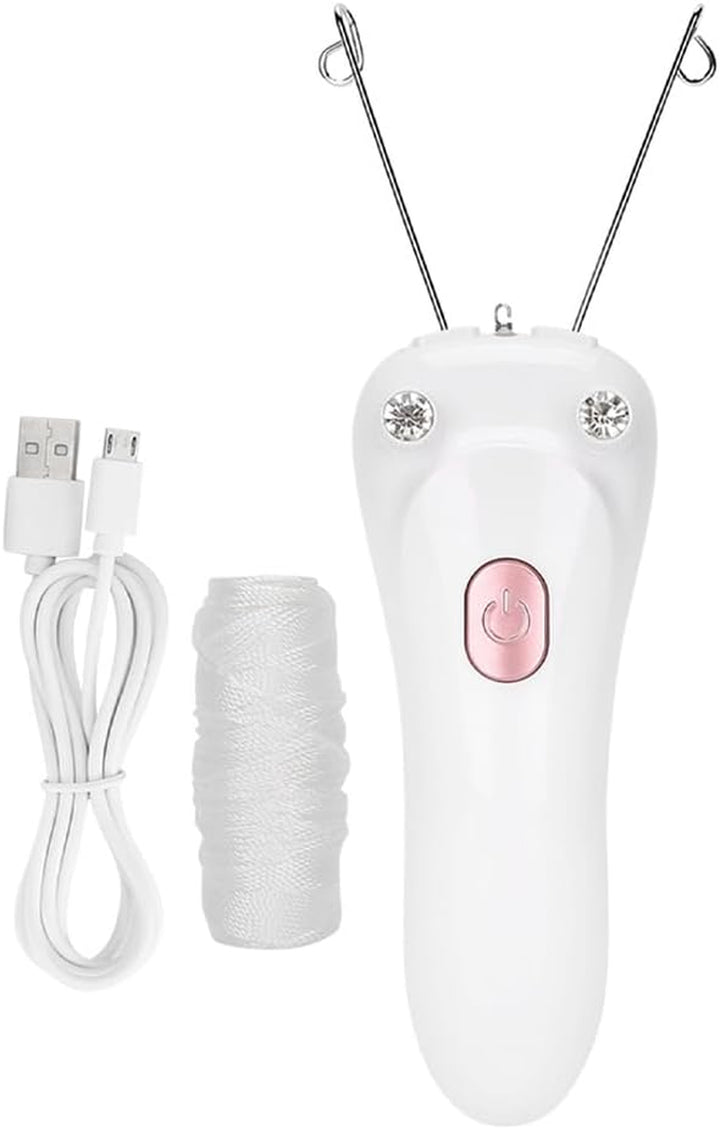 Electric Facial Hair Threader, Hair Removal Face Threading Machine USB Chargeable Cotton String Thread Lip Chin Cheek Arm Leg Body Epilator Depilation Woman Portable Device