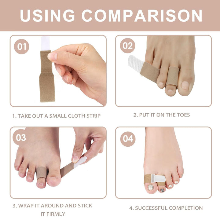 12 Pack Fabric Hammer Toe Corrector Toe Straightener, Reusable Broken Toe Protectors Buddy Taped Wraps, Toe Separators Splint for Crooked Toes, Bent Toes, Overlapping Toes Avoid Secondary Trauma