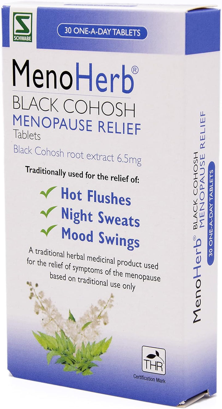 Pharma - Menoherb - Menopause Relief - Black Cohosh Root Extract 6.5Mg - Traditionally Used for Hot Flushes, Night Sweats and Mood Swings - 30 Tablets