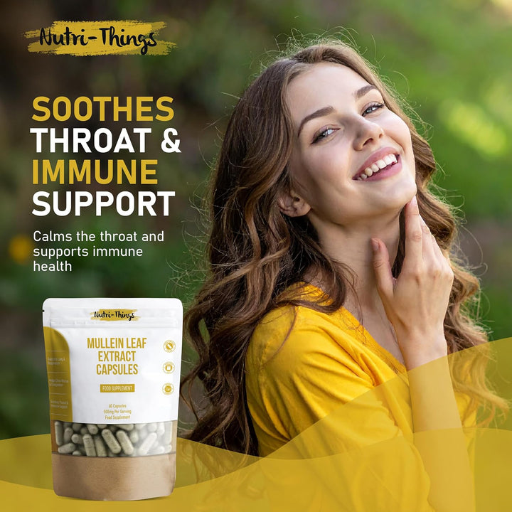 Mullein Leaf Extract Capsules 5000Mg Equivalent | Vegan Lung Cleanse & Respiratory Support | Clears Mucus & Congestion | Soothes Throat | Lung Health & Detox for Smokers | 60 Capsules