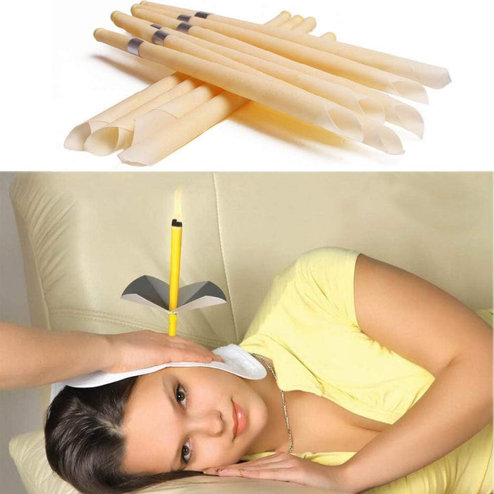 10 PCS Ear Candles for Wax Removal, Ear Wax Removal Candle, Ear Candles for Wax Removal Blocked Ears, for Blocked Ears with 5 Protective Disks+10 Cotton Swab