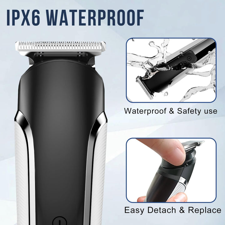 Beard Trimmer Men, Hair Clippers Men, All-In-One Men'S Grooming Kit with Nose and Ear Trimmer, Detail Trimmer, IPX6 Waterproof Professional Cordless Hair Clipper with 4 Limit Combs