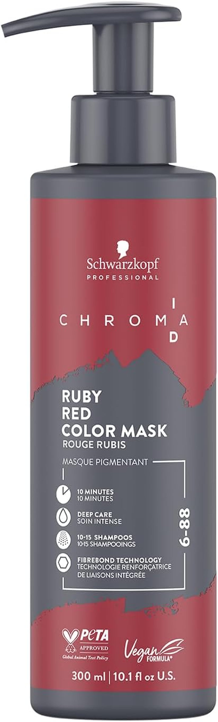 CHROMA ID Bonding Color Mask Semi Permanent Mix and Tone Color System Toning Enhancing Refreshing Intense Care Deep Conditioning Shine Vegan Formula 6-88 Ruby Red 300 Ml