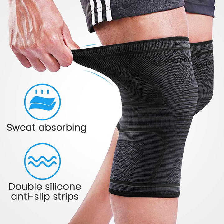 Knee Support Brace 2 Pack - Compression Knee Sleeves for Arthritis, Joint Pain, Ligament Injury, Meniscus Tear, ACL, MCL, Tendonitis, Running, Squats, Sports