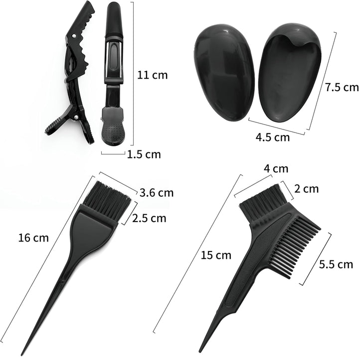 26 Pieces Hair Dye Tools, DIY Salon Hair Coloring Kit Bleaching Tools Set Including Dye Brush, Ear Cover, Hair Cover, Shawl, Gloves, Hair Clip Kits (26 Pcs, Black)