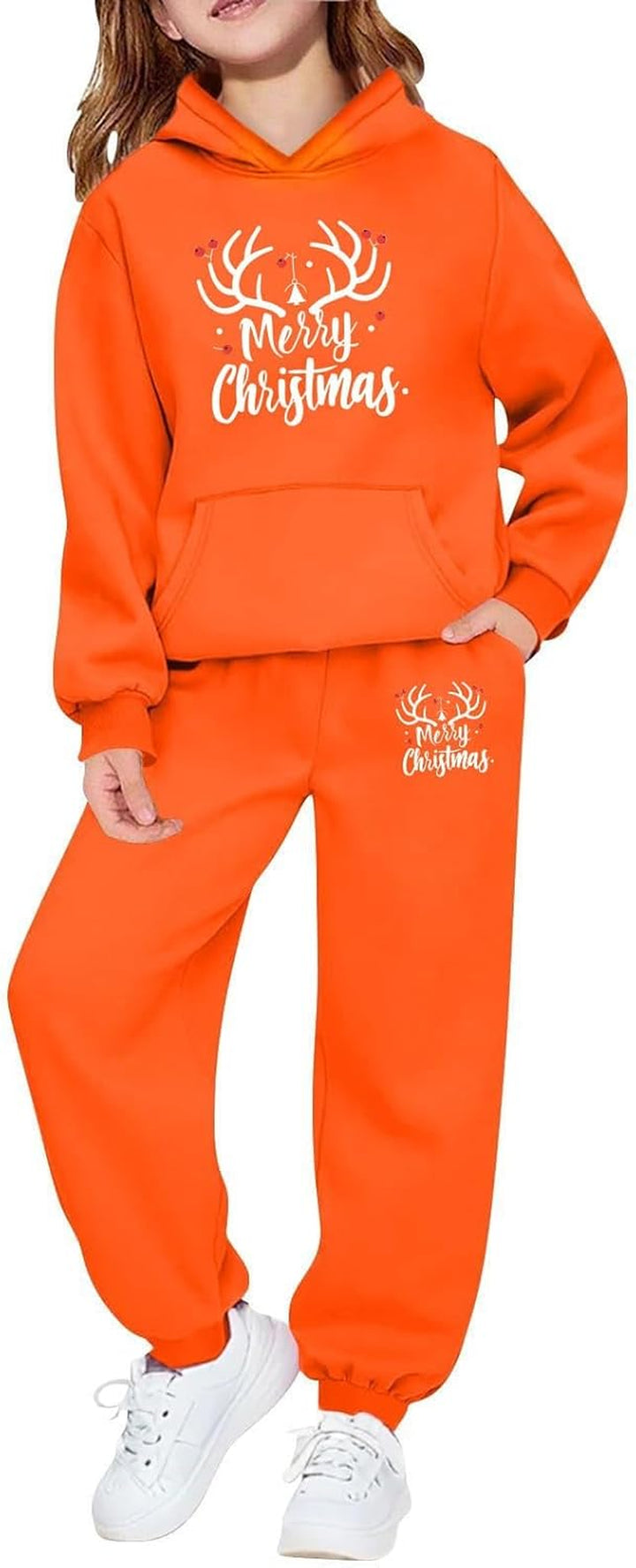 Girls Outfits 2 Piece Long Sleeve Top and Jogger Pants Holiday Party Wear Festive Graphic Print Soft Fleece for Toddler Youth Seasonal Family Matching Christmas Wrapping Bags