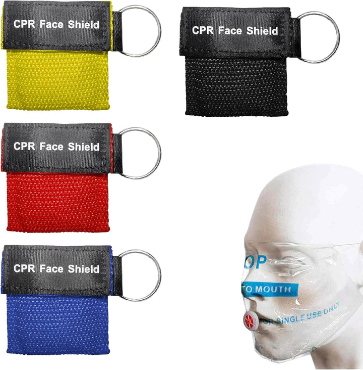 4PCS CPR Face Shields Portable anti Choking for Rescue Device CPR Mask Keychain Ring Cross-Infection Prevention Mouth-To-Mouth Protection Emergency Device for Preventing Accidents