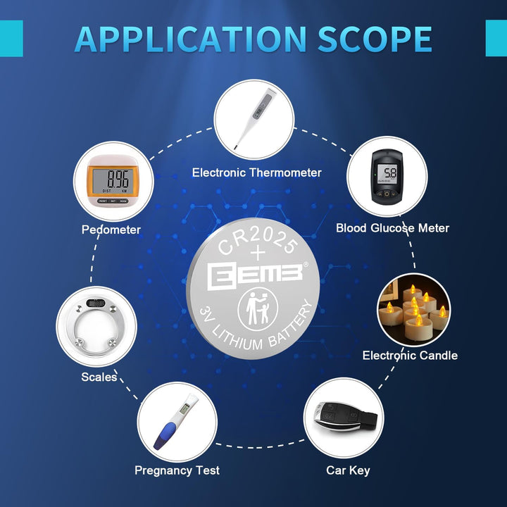 5 PACK CR2025 Battery 3V Lithium Battery Button Coin Cell Batteries 2025 Battery for Key Fobs, Calculators, Coin Counters, Watches, Heart Rate Monitors, Glucose Monitors and More