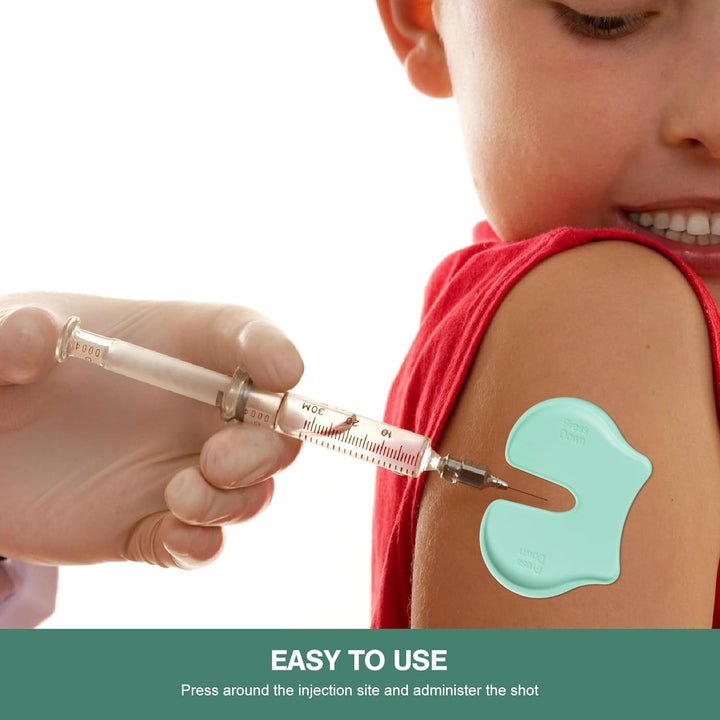 4 Pcs Shot Pain Reducer Green, Shot Blocker Reduce Fear of Injections, Shot Helper Pain Relief for Adults and Children, Immunization Shot Assist Blocks