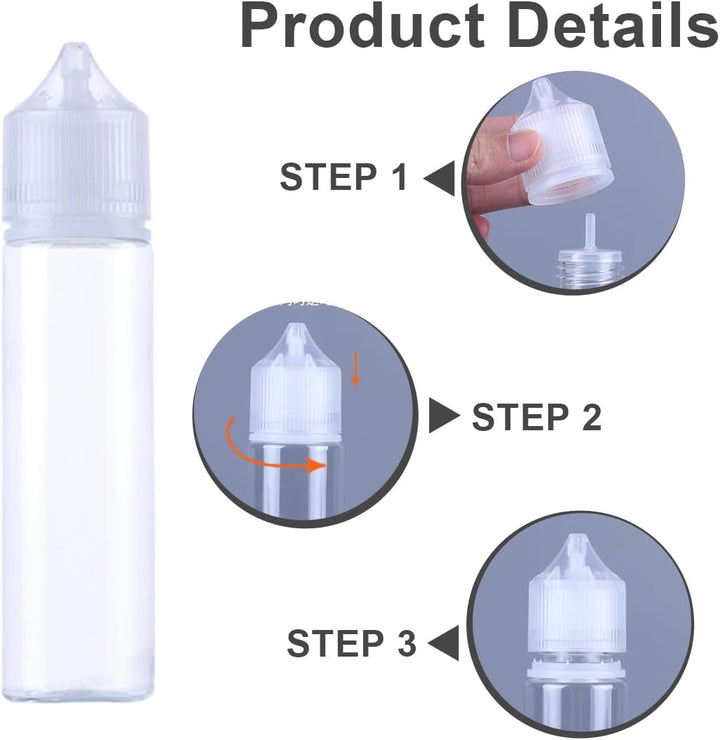 12 Pack Slim PET Plastic Bottles for Liquid Essential Oils, Empty Transparent Dropper Bottles with Transparent Caps (30Ml)