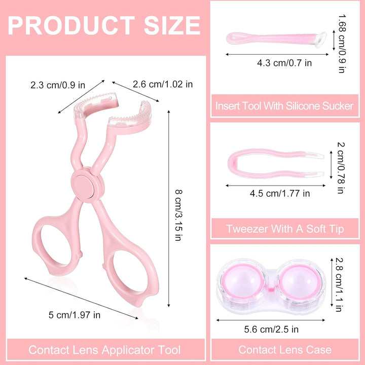 Contact Lens Applicator,Contact Lens Wearing Aids,Contacts Remover Tool for Contacts Insertion Tool Set Includes Tweezers,Len Case and Contactes Len Remover Plunger Suction Cup