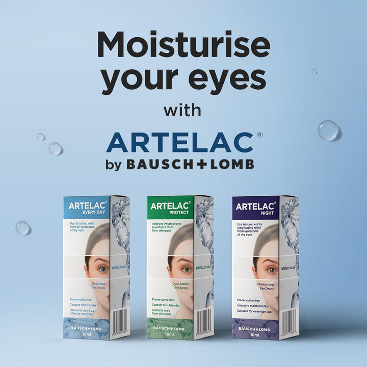 Eye Drops for Dry Eye, Every Day, Preservative Free Dry Eyes Treatment, Contact Lens Friendly, Relieves Symptoms of Tired, Stressed & Teary Eyes with Hydrating Action, Artificial Tears, 10Ml