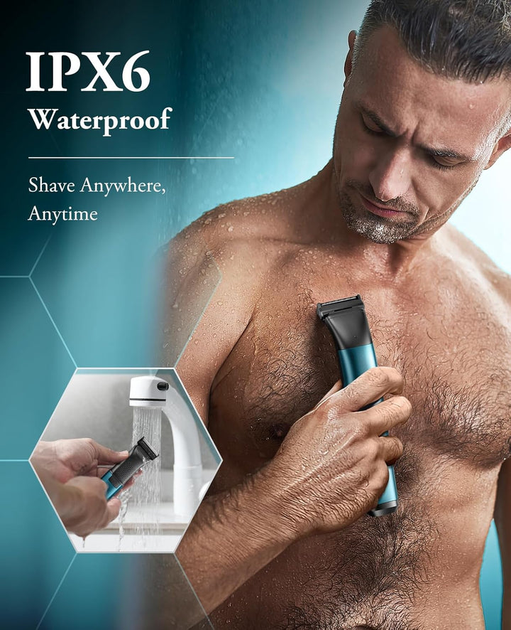 2In1 Manscape Body Hair Trimmer & Beard Trimmer for Men, Safe Cordless Mens Body Shaver for Pube, Waterproof Pubic Groin Hair Shaver for Men, Mens Grooming Kits for Pubic Hair/50 Times Usage