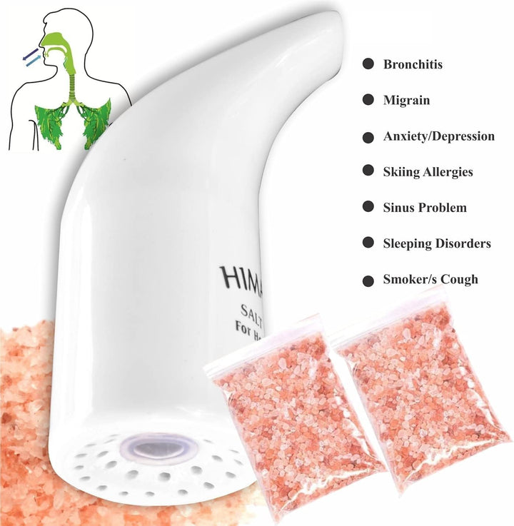 Himalayan Salt Inhaler Pipe Ceramic Steam Inhaler Filled with 100% Pure Blocked Nose Relief Hygienic with 200Grm Salt Free Suitable for Adult and Kids (Pack of 2)