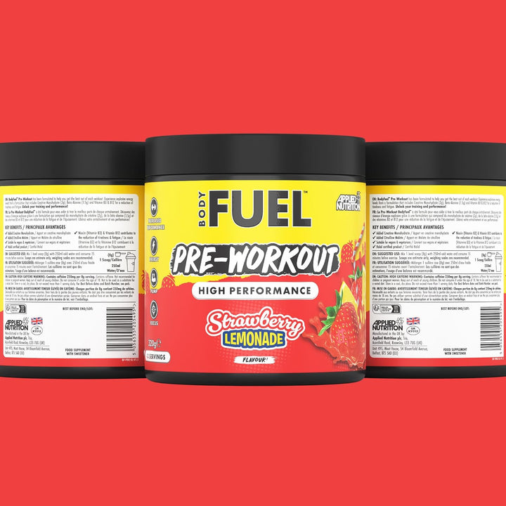 Bodyfuel Pre Workout Powder - Energy & Physical Performance with Citrulline, Creatine, Beta Alanine (320G - 40 Servings) (Strawberry Lemonade)