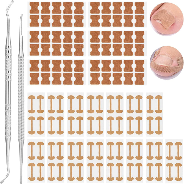 Ingrown Toenail Removal Kit, Ingrown Toenail-Corrector Tools with Podiatry-Toenail Braces, Silicone Toe Strap, Toenail Straightener Strips and Patch for Toe Pain Relief