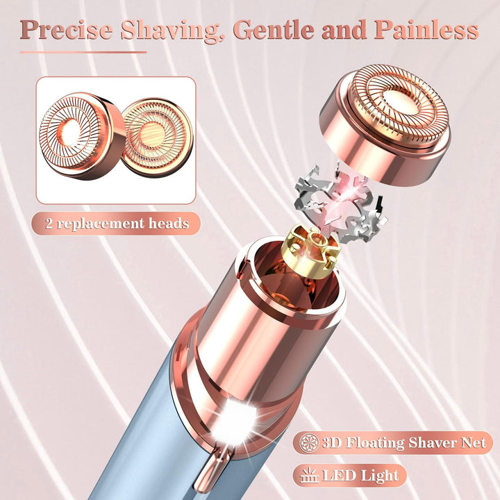 Facial Hair Remover for Women, Face Hair Trimmer with Two Replacement Blades, Rechargeable Women'S Facial Shaver, Painless Lady Shavers for Women for Face Hair-Blue