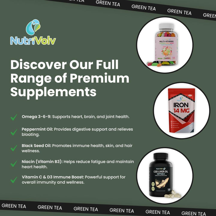 Green Tea Tablets Pure Vegan Weight Loss Pills 9000Mg Keto Diet Slimming Supplements for Men and Women Gluten-Free & Metabolism Booster — Pack of 120